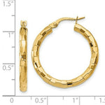 Load image into Gallery viewer, 14K Yellow Gold Polished/Textured Post Hoop Earring 27mm length
