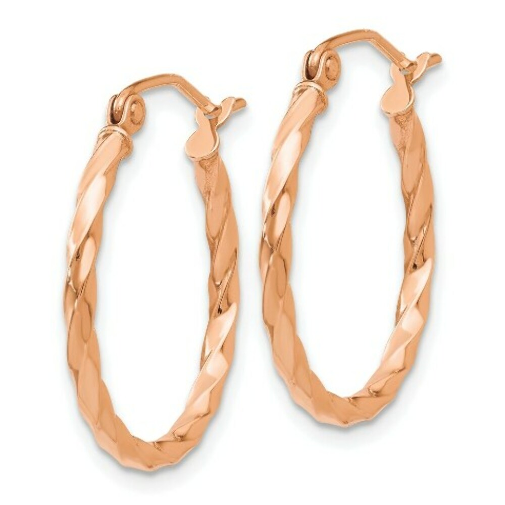 14K Rose Gold Twisted Hoop Earrings  0mm length