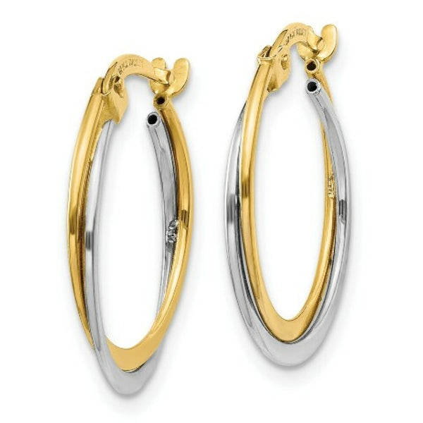 14K Two-tone Gold Polished Hoop Earrings  20mm length