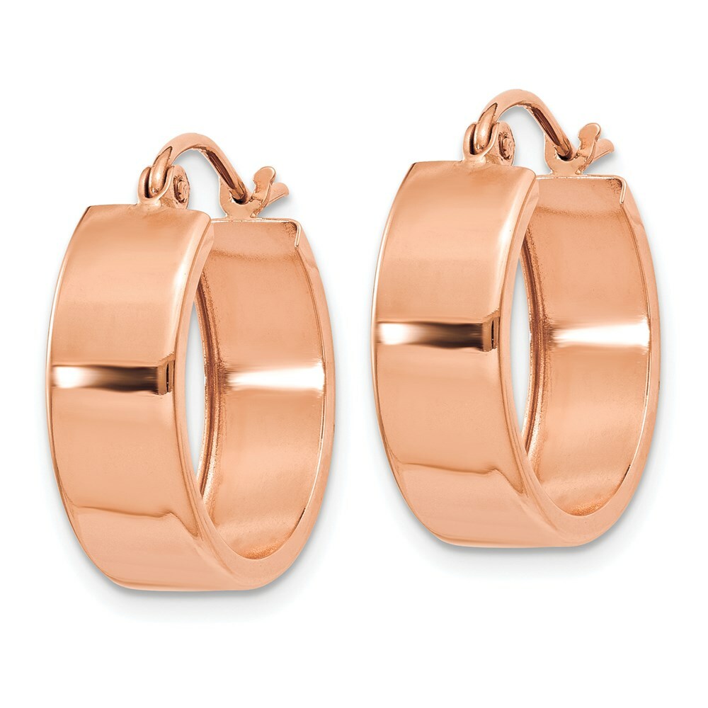 14K Rose Gold Polished Hoop Earrings  16mm length