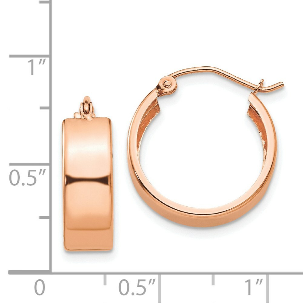 14K Rose Gold Polished Hoop Earrings  16mm length