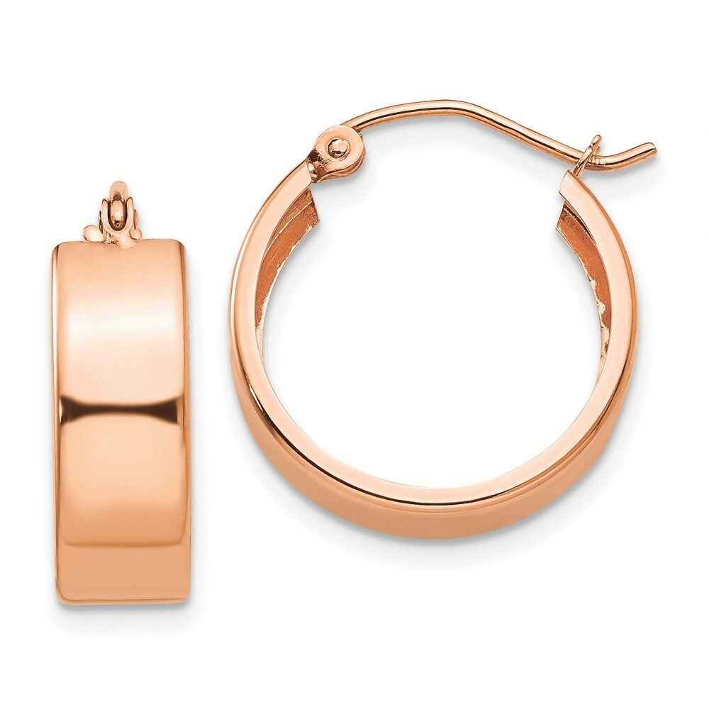 14K Rose Gold Polished Hoop Earrings  16mm length