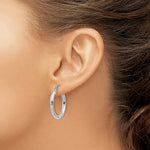 Load image into Gallery viewer, 14K White Gold Textured Hoop Earrings 20mm length
