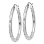Load image into Gallery viewer, 14K White Gold Textured Hoop Earrings 35mm length
