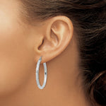 Load image into Gallery viewer, 14K White Gold Textured Hoop Earrings 35mm length
