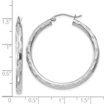 Load image into Gallery viewer, 14K White Gold Textured Hoop Earrings 35mm length
