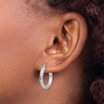 Load image into Gallery viewer, 14K White Gold Textured Hoop Earrings 25mm length
