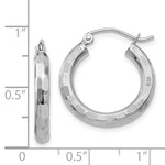 Load image into Gallery viewer, 14K White Gold Textured Hoop Earrings 25mm length
