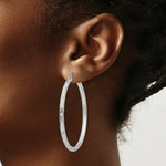 Load image into Gallery viewer, 14K White Gold Textured Hoop Earrings 50mm length
