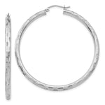 Load image into Gallery viewer, 14K White Gold Textured Hoop Earrings 50mm length
