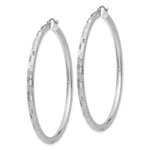 Load image into Gallery viewer, 14K White Gold Textured Hoop Earrings 45mm length
