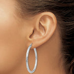 Load image into Gallery viewer, 14K White Gold Textured Hoop Earrings 40mm length
