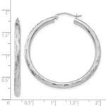 Load image into Gallery viewer, 14K White Gold Textured Hoop Earrings 40mm length

