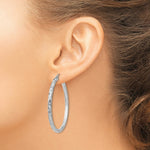 Load image into Gallery viewer, 14K White Gold Textured Hoop Earrings 60mm length
