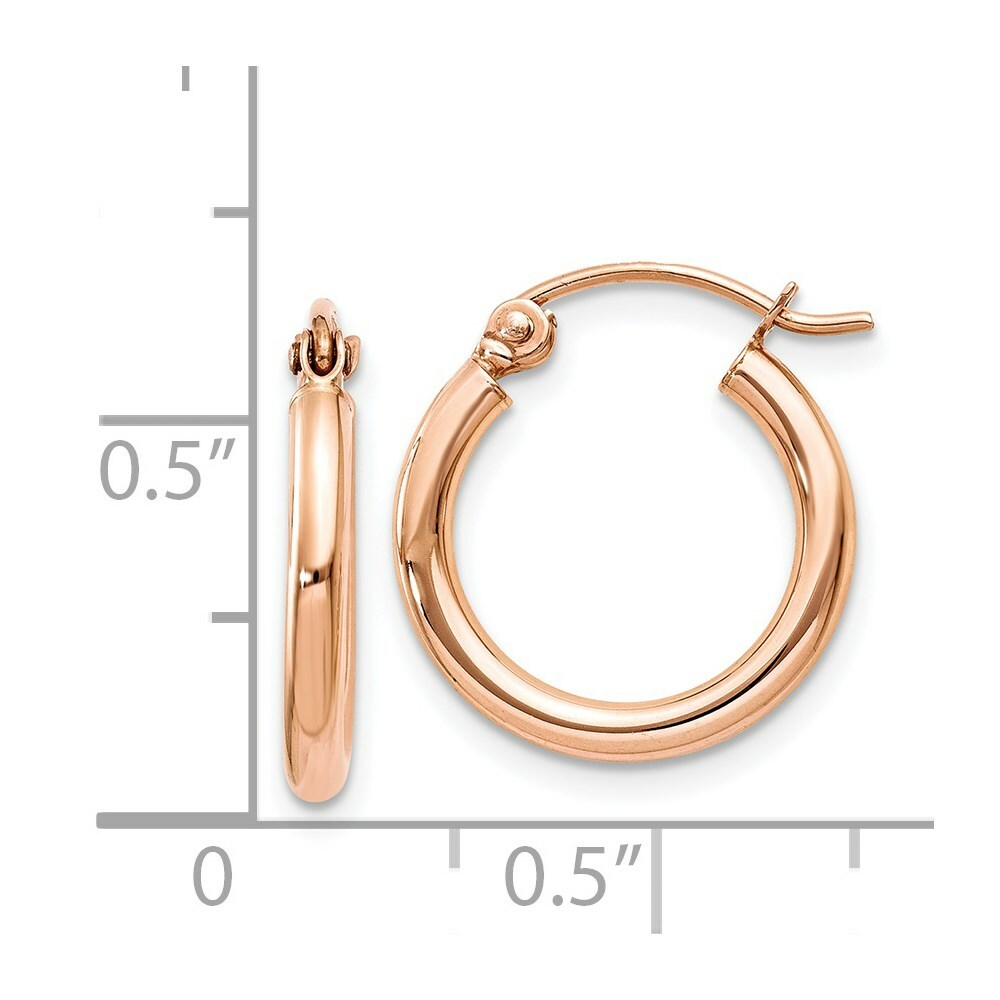 14K Rose Gold Light Weight Hoop Earrings  15mm length