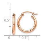 Load image into Gallery viewer, 14K Rose Gold Light Weight Hoop Earrings  15mm length
