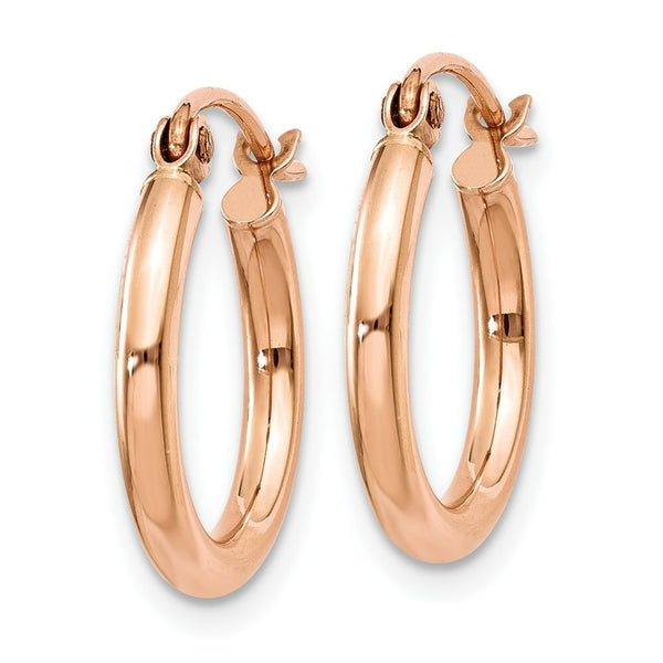14K Rose Gold Light Weight Hoop Earrings  15mm length