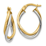 Load image into Gallery viewer, 14K Two-tone Gold Polished Oval Hoop Earrings  20mm length
