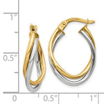 Load image into Gallery viewer, 14K Two-tone Gold Polished Oval Hoop Earrings  20mm length

