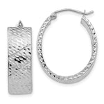 Load image into Gallery viewer, 14K White Gold Diamond Cut Hoop Earrings 24mm length
