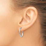 Load image into Gallery viewer, 14K White Gold Polished Oval Hoop Earrings  18mm length
