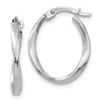 Load image into Gallery viewer, 14K White Gold Polished Oval Hoop Earrings  18mm length
