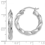 Load image into Gallery viewer, 14K White Gold Light Twisted Hoop Earrings  25mm length
