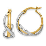 Load image into Gallery viewer, 14K Two-tone Gold Polished Twisted Hoop Earrings  20mm length
