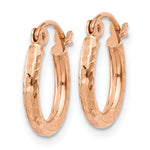 Load image into Gallery viewer, 14K Rose Gold Light Weight Diamond-cut Hoop Earrings  13mm length
