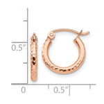 Load image into Gallery viewer, 14K Rose Gold Light Weight Diamond-cut Hoop Earrings  13mm length
