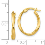 Load image into Gallery viewer, 14K Yellow Gold Polished Twisted Oval Hoop Earrings  18mm length
