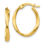 Load image into Gallery viewer, 14K Yellow Gold Polished Twisted Oval Hoop Earrings  18mm length
