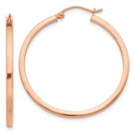 Load image into Gallery viewer, 14K Rose Gold Light Weight Square Tube Hoop Earrings  35mm length
