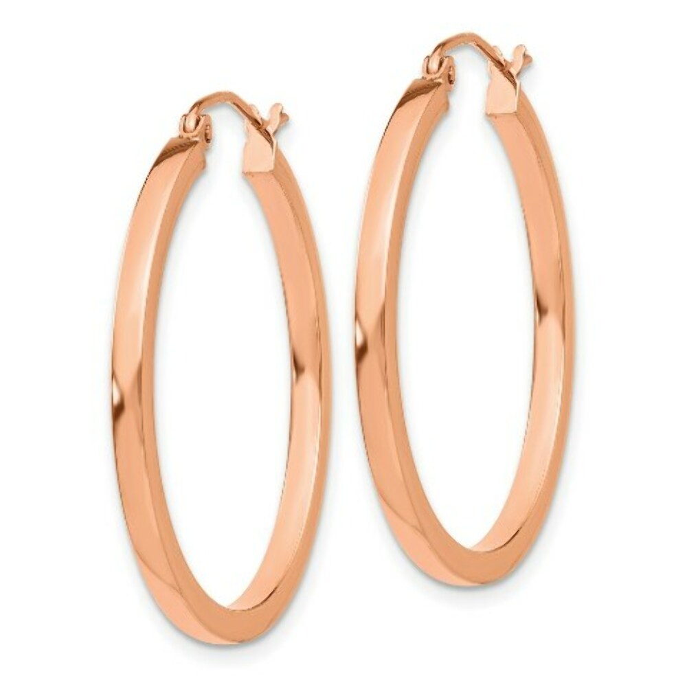 14K Rose Gold Light Weight Square Tube Hoop Earrings  30mm length