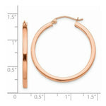 Load image into Gallery viewer, 14K Rose Gold Light Weight Square Tube Hoop Earrings  30mm length
