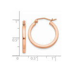Load image into Gallery viewer, 14K Rose Gold Light Weight Square Tube Hoop Earrings  20mm length

