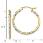 Load image into Gallery viewer, 14K Yellow Gold &amp; Rhodium Satin Diamond Cut Twisted Hoop Earrings 29mm length
