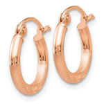 Load image into Gallery viewer, 14K Rose Gold Light Weight Satin Diamond Cut Hoop Earrings  13mm length
