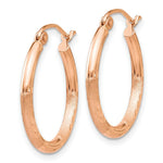 Load image into Gallery viewer, 14K Rose Gold Light Weight Satin Diamond Cut Hoop Earrings  20mm length
