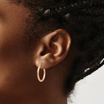 Load image into Gallery viewer, 14K Rose Gold Light Weight Satin Diamond Cut Hoop Earrings  20mm length
