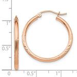 Load image into Gallery viewer, 14K Rose Gold Light Weight Satin Diamond Cut Hoop Earrings  25mm length
