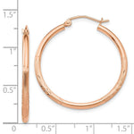 Load image into Gallery viewer, 14K Rose Gold Light Weight Satin Diamond Cut Hoop Earrings  30mm length
