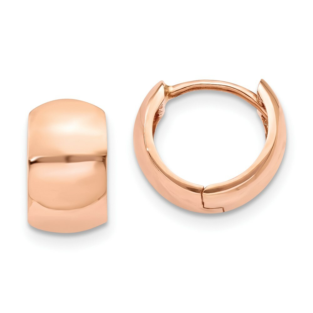 14K Rose Gold Hinged Hoop Earrings  11mm length