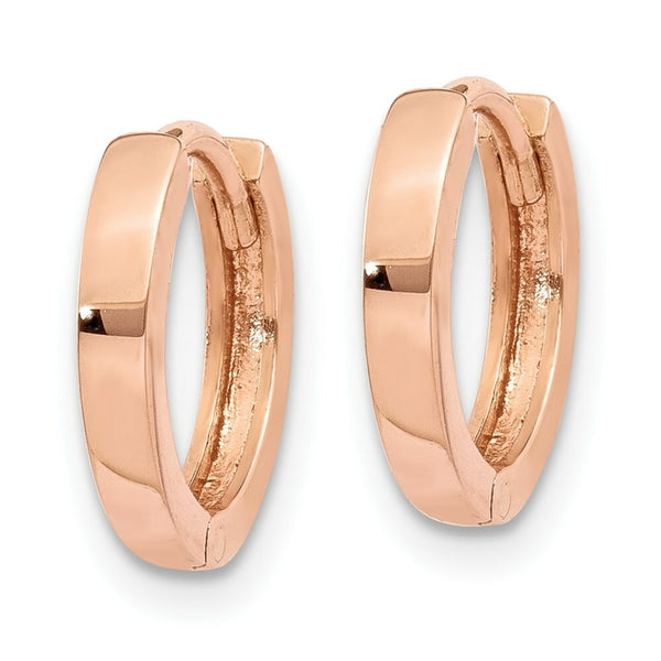 14K Rose Gold Hinged Hoop Earrings  11mm length