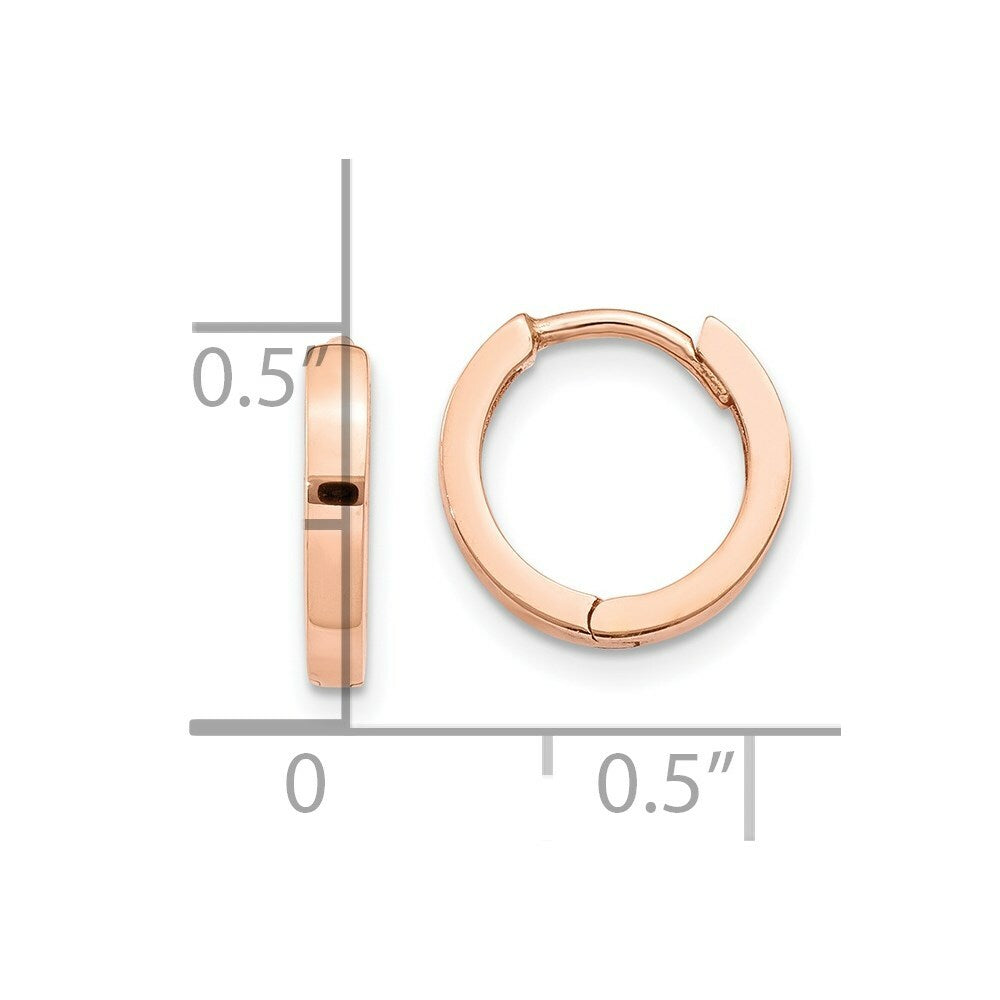 14K Rose Gold Hinged Hoop Earrings  11mm length