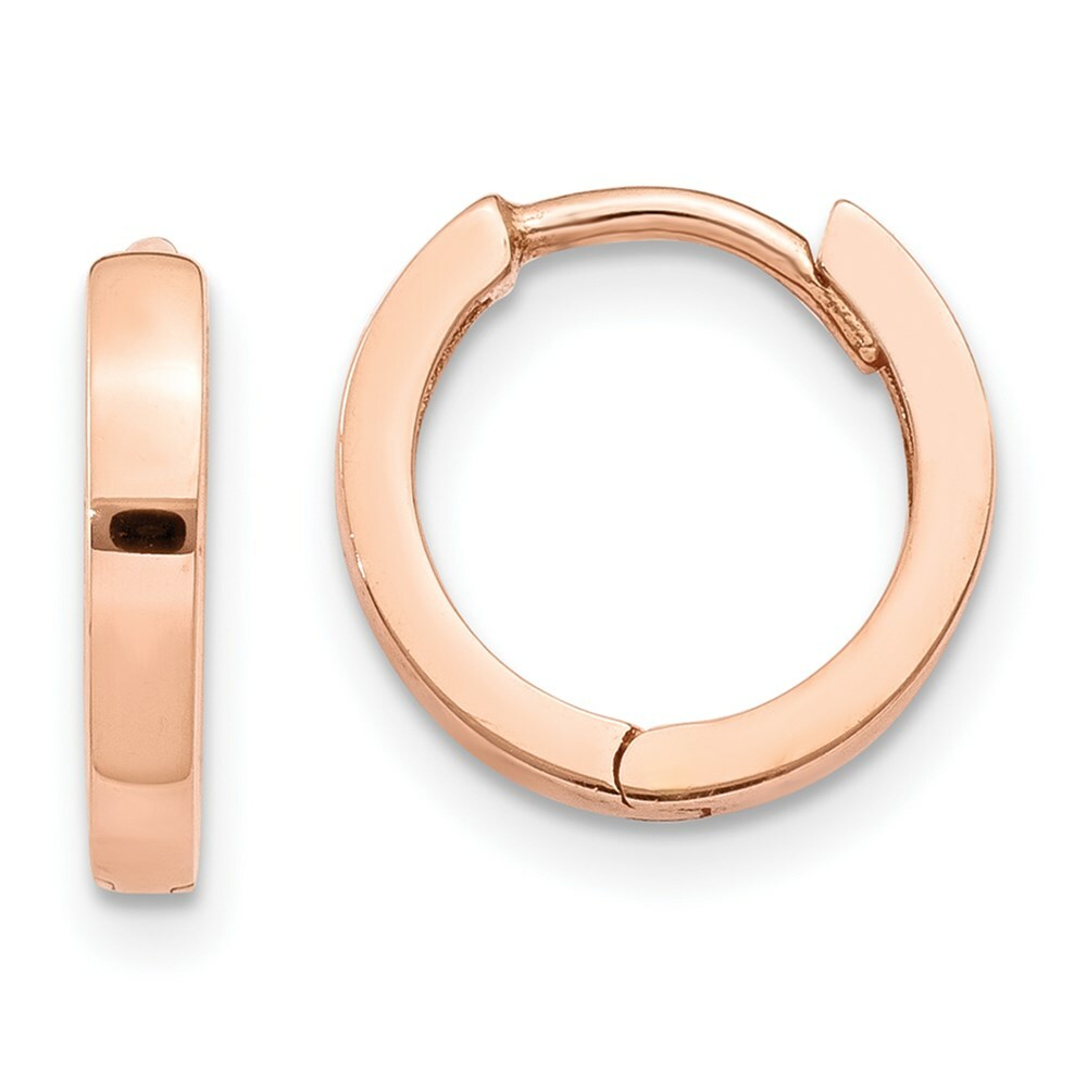 14K Rose Gold Hinged Hoop Earrings  11mm length