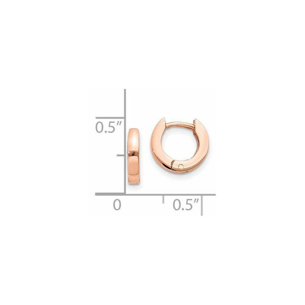 14K Rose Gold Hinged Hoop Earrings  11mm length