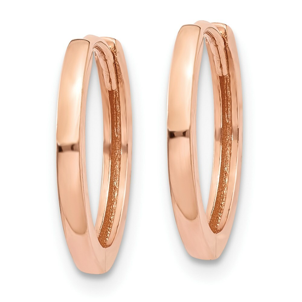 14K Rose Gold Hinged Hoop Earrings  13mm length