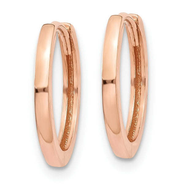 14K Rose Gold Hinged Hoop Earrings  13mm length