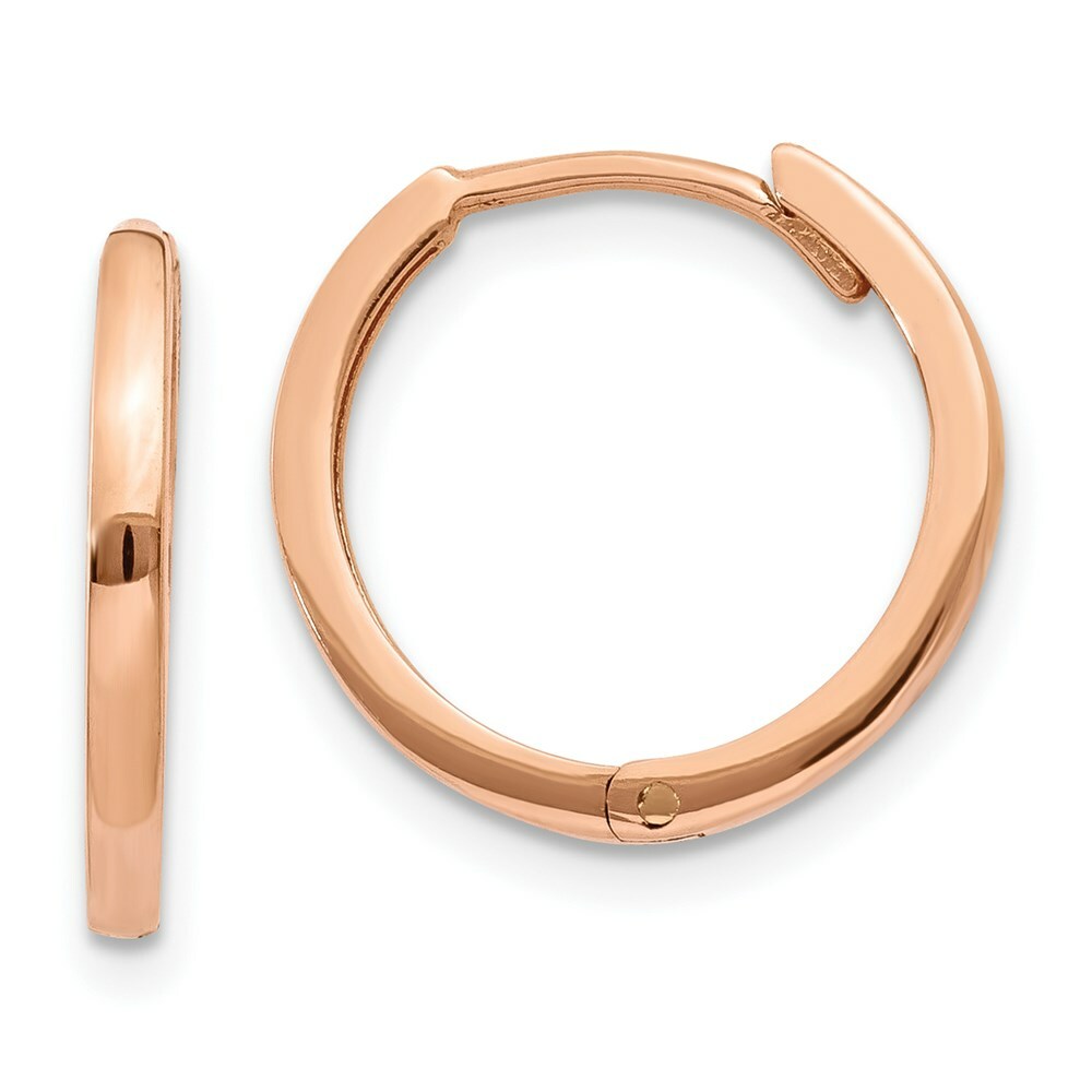 14K Rose Gold Hinged Hoop Earrings  13mm length